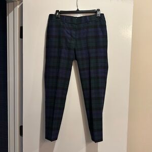 J Crew Size 2 Navy and Green Plaid Trousers